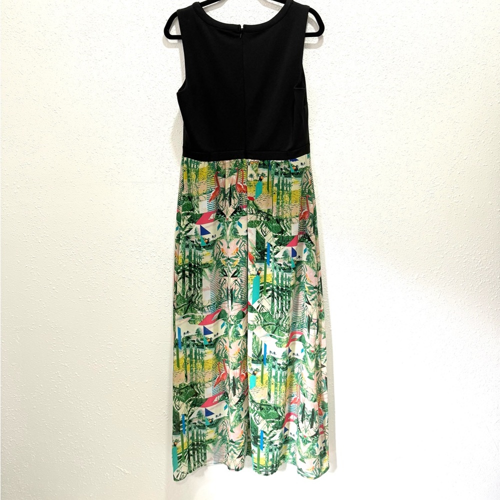 Nicole by Nicole Miller Black Top Green Tropical Print Maxi Skirt 14 - Picture 9 of 10